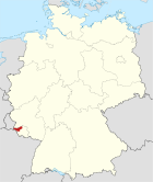 Deutschlandkarte, Position des Landkreises Merzig-Wadern hervorgehoben