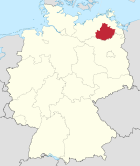 Deutschlandkarte, Position des Landkreises Mecklenburgische Seenplatte hervorgehoben