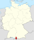 Deutschlandkarte, Position des Landkreises Oberallgäu hervorgehoben