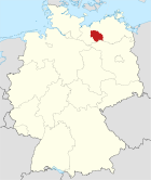 Deutschlandkarte, Position des Landkreises Parchim hervorgehoben