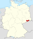 Deutschlandkarte, Position des Landkreises Sächsische Schweiz-Osterzgebirge hervorgehoben