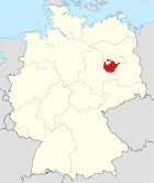 Deutschlandkarte, Position des Landkreises Potsdam-Mittelmark hervorgehoben
