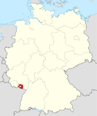 Deutschlandkarte, Position des Landkreises Südwestpfalz hervorgehoben