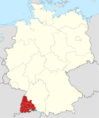 Lage des Regierungsbezirkes Freiburg in Deutschland