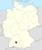 Deutschlandkarte, Position des Landkreises Reutlingen hervorgehoben