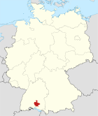 Deutschlandkarte, Position des Landkreises Sigmaringen hervorgehoben