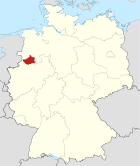 Deutschlandkarte, Position des Kreises Steinfurt hervorgehoben