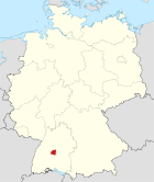 Deutschlandkarte, Position des Landkreises Tübingen hervorgehoben