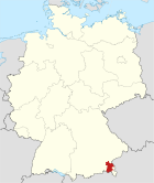 Deutschlandkarte, Position des Landkreises Traunstein hervorgehoben