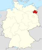 Deutschlandkarte, Position des Landkreises Uckermark hervorgehoben
