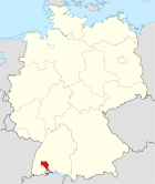 Deutschlandkarte, Position des Schwarzwald-Baar-Kreises hervorgehoben