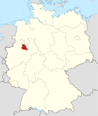 Deutschlandkarte, Position des Kreises Warendorf hervorgehoben