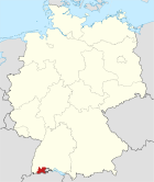 Deutschlandkarte, Position des Landkreises Waldshut hervorgehoben