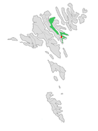Die Runavíkar kommuna nach dem 1. Januar 2005. Der Ort Runavík ist hervorgehoben.
