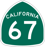 Straßenschild der California State Route 67