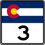 Straßenschild der Colorado State Route 3