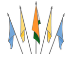 Darstellung der Anordnung der Indischen Nationalflagge mit anderen nicht-nationalen Flaggen