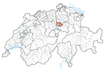 Lage des Kantons Zug