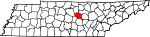 Map of Tennessee highlighting DeKalb County.svg