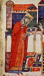 Abt Desiderius (oder Dauferius) von Montecassino, der spätere Papst Viktor III. (Darstellung aus dem 11. Jahrhundert)