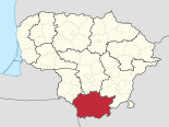Karte Litauens – Bezirk Alytus hervorgehoben