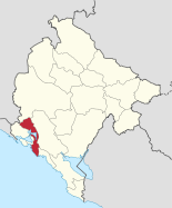 Karte von Montenegro, Position von Kotor hervorgehoben