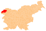 Karte von Slowenien, Position von Bovec hervorgehoben