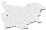 Karte von Bulgarien, Position von Sofia hervorgehoben