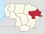 Karte Litauens – Bezirk Utena hervorgehoben
