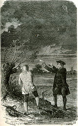 Franklins Experiment im Gewitter, Kupferstich, 19. Jahrhundert