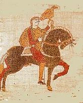 Harald II. auf der Falkenjagd (Darstellung auf dem Teppich von Bayeux)