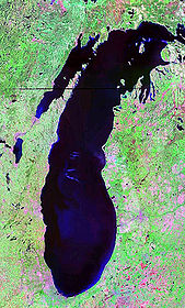 Satellitenbild des Michigansees