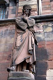 Erwin von Steinbach an der Fassade des Straßburger Münsters