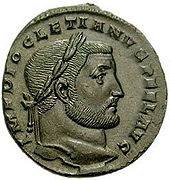 Follis Diokletians, des Begründers der Tetrarchie und Leiters der Kaiserkonferenz