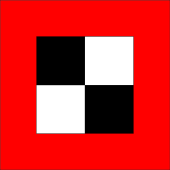 Standarte eines Armee-Oberkommandos, rotes Quadrat mit 2×2 großem Schachbrettmuster im Inneren