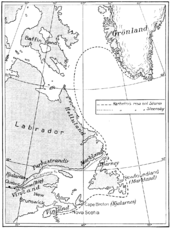 Hypothetische Karte von Thorfinn Karlsefnis Expedition nach Vinland