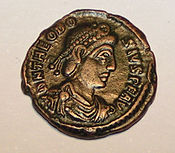 Theodosius I. auf einer römischen Münze