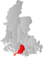 Lage der Kommune in der Provinz Vest-Agder