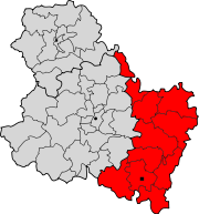 Lage des Arrondissement Avallon im Département Yonne