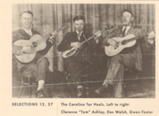 Die Carolina Tar Heels um 1930: Clarence Ashley (links), Doc Walsh (mitte) und Gwen Foster (rechts)