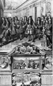 Ludwig XIV. erklärt seinen Enkel Philippe d’Anjou in Versailles zum neuen König von Spanien
