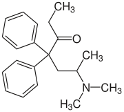 Strukturformel von Methadon