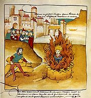 Jan Hus auf dem Scheiterhaufen, Spiezer Chronik 1485