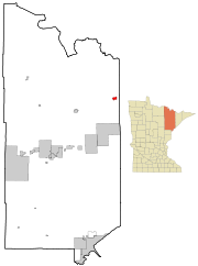 Lage von Ely im County und in Minnesota