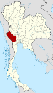Karte von Thailand  mit der Provinz Kanchanaburi hervorgehoben