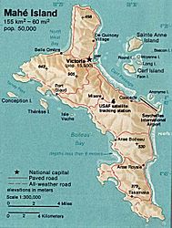 Topographische Karte von Mahé (1976)