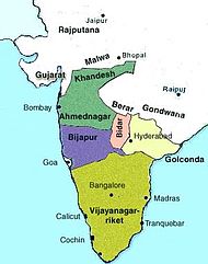 Die Dekkan-Sultanate Ahmednagar, Bidar, Bijapur und Golkonda sowie das hinduistische Reich von Vijayanagar im frühen 16. Jahrhundert