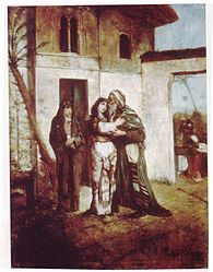 Szene aus Nathan der Weise: Recha begrüßt ihren Vater, 1877 von Maurycy Gottlieb