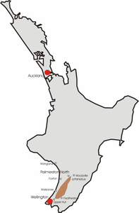 Nordinsel Neuseelands mit Lage der Tararua Range