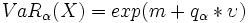 VaR_\alpha(X)=exp(m+q_\alpha*\upsilon) \,